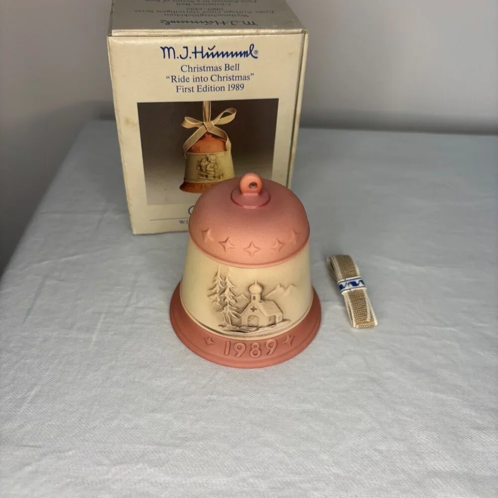 MJ HUMMEL GOEBEL NEW Christmas Bell Ride into Christmas First Edition 1989 w/Box